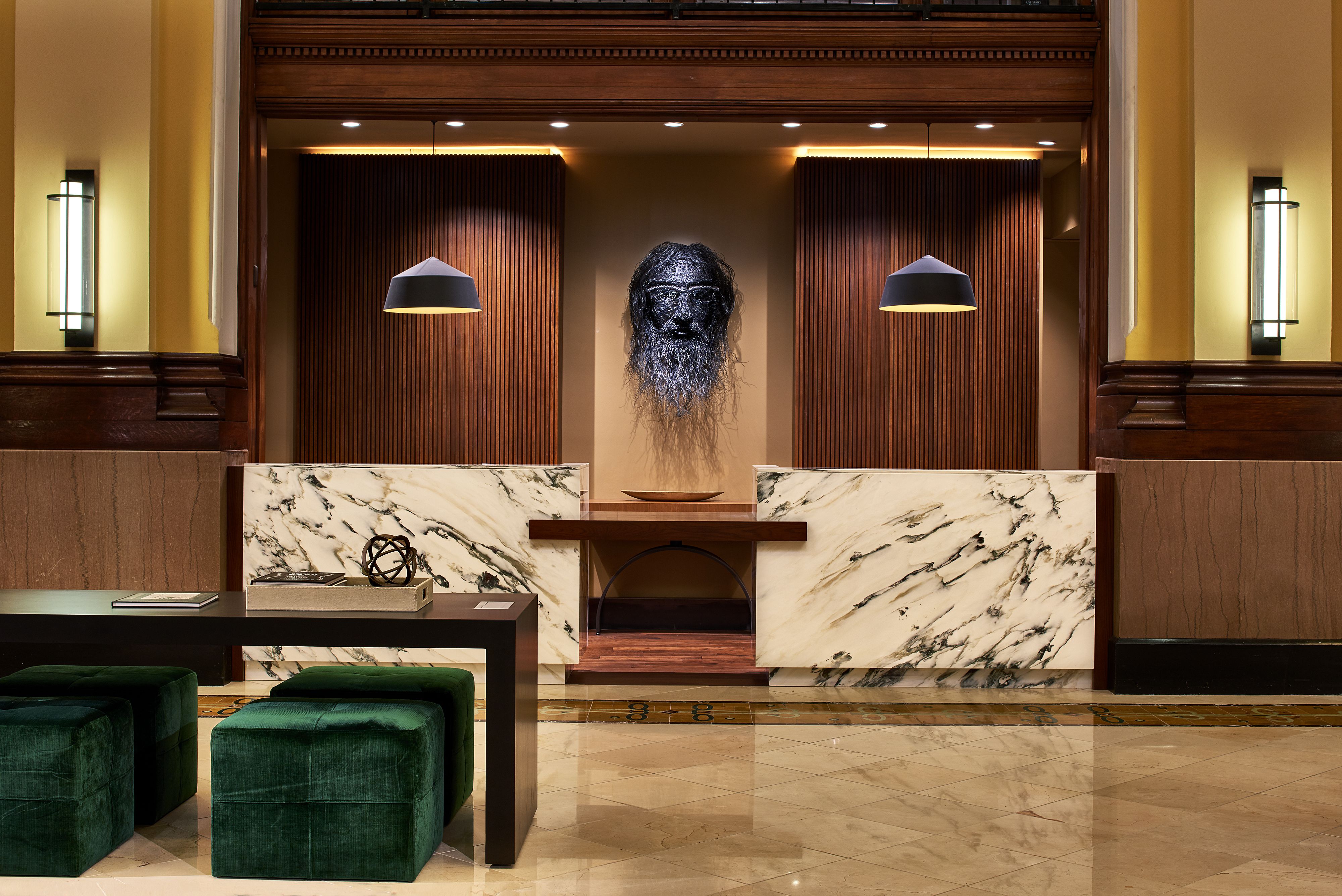 Image of lobby front desk at The Union Station Nashville Yards, a member of Historic Hotels of America since 2015, located in Nashville, Tennessee